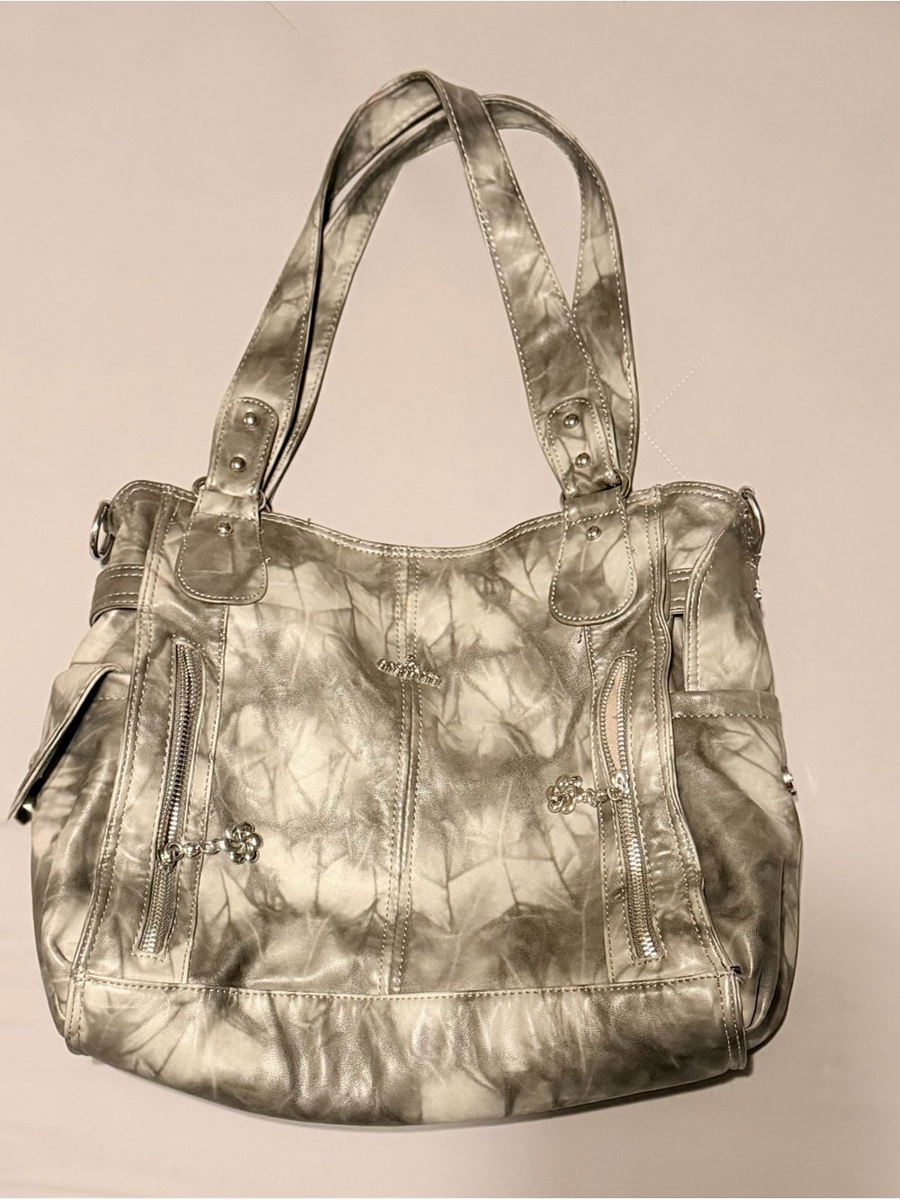 Angel Kiss Metallic Silver Tie-Dye Shoulder Bag